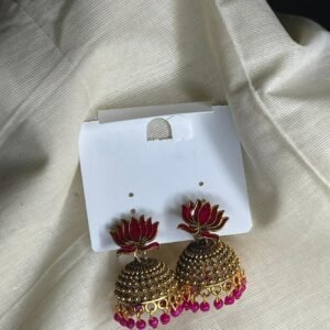 Beautiful lotus design earrings with hanging style. Elegant and trendy.